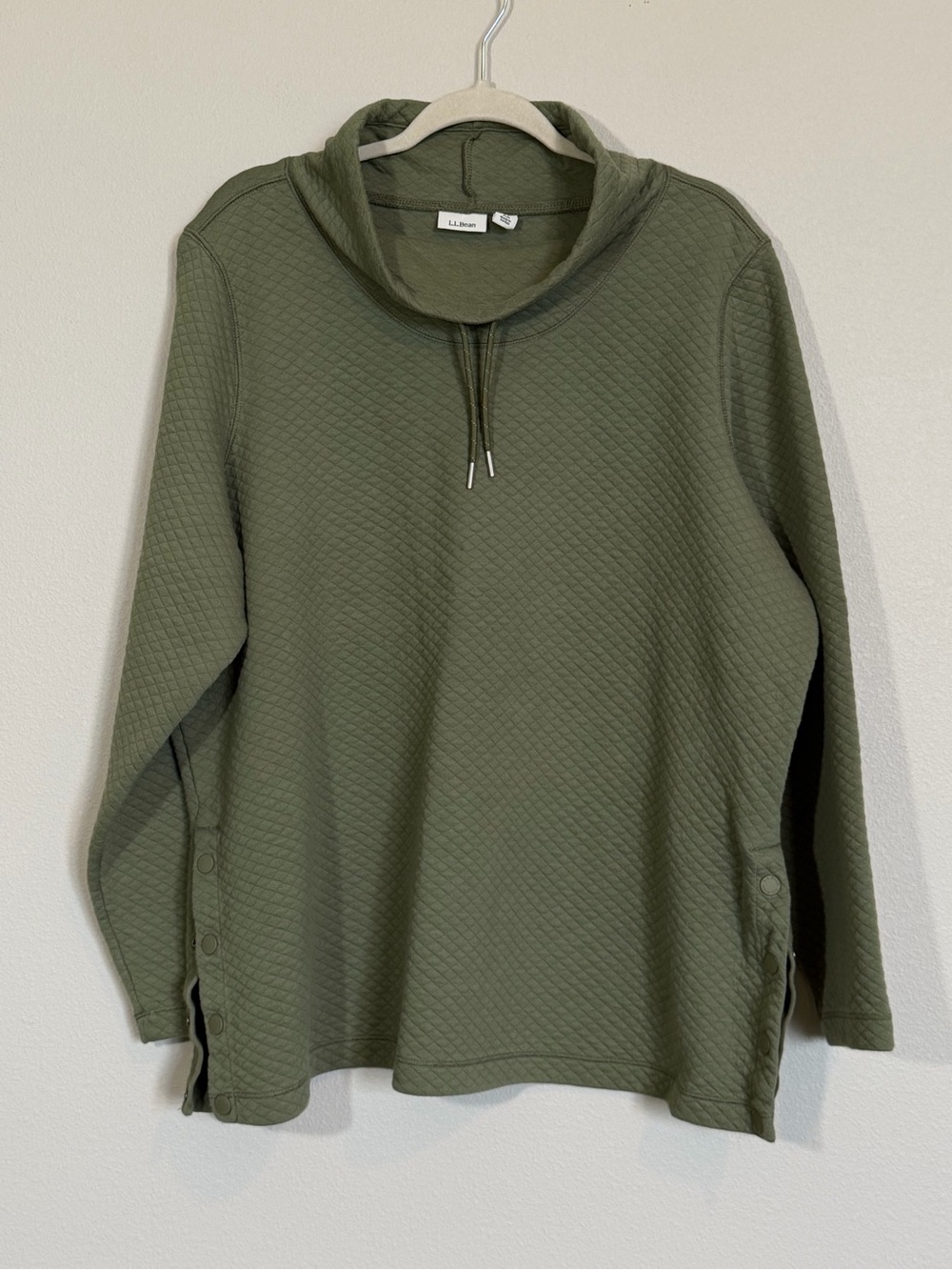 L.L. Bean Olive Green Quilted Turtleneck Pullover, 2X Plus